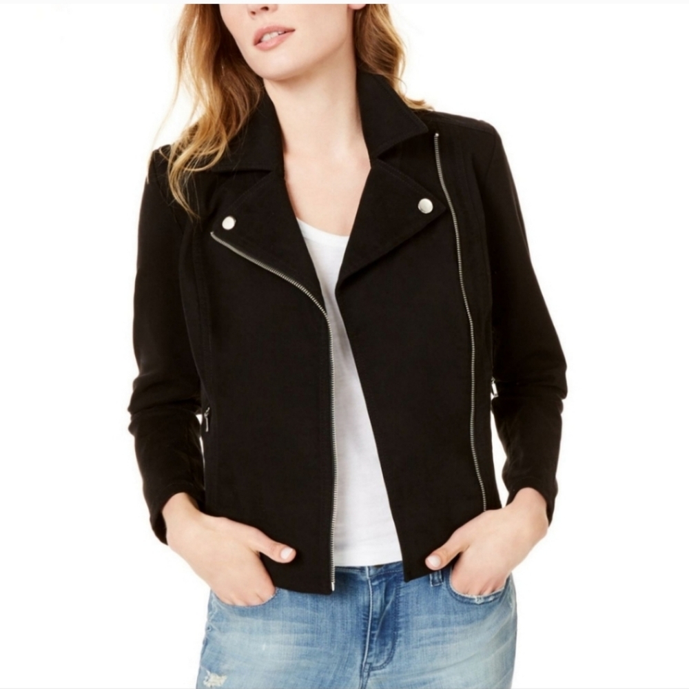 Maison Jules Deep Black Full Zip Asymmetrical Jacket Women's Size XS